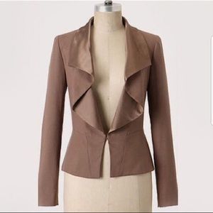 Anthropologie Tabitha Taupe Silk Blazer Jacket